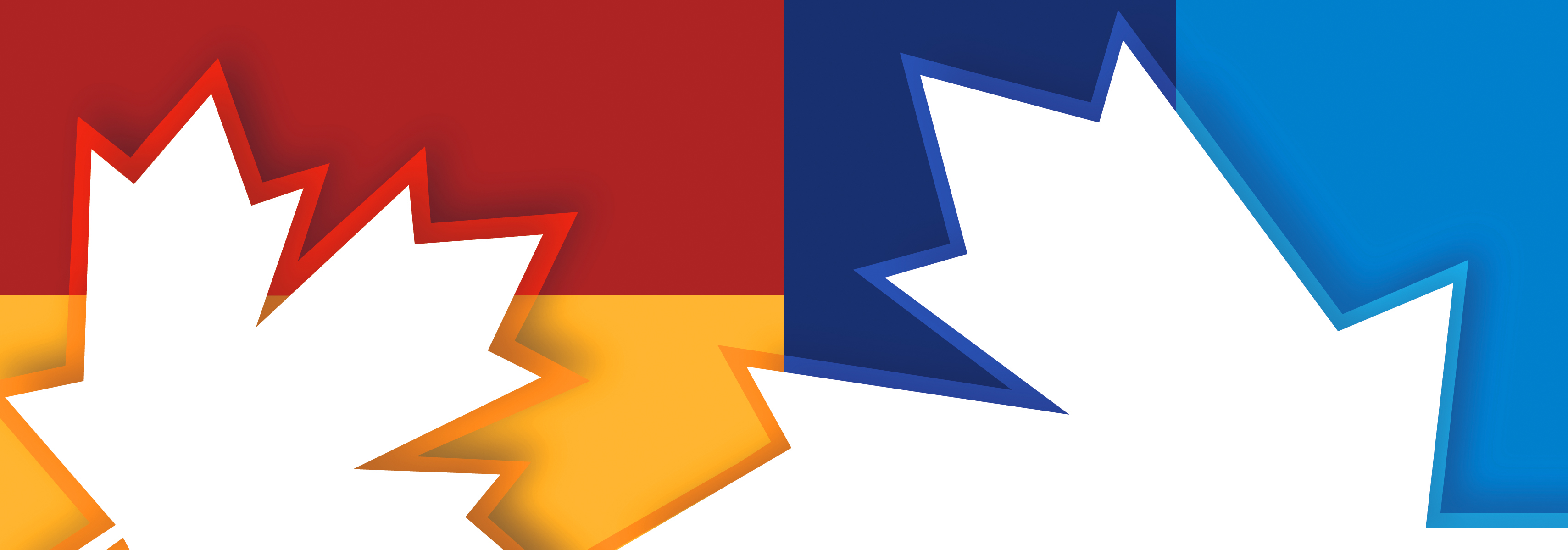 Canada Day Maple Leaves with Red, Blue, and Yellow.