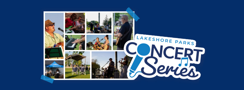 Lakeshore Parks Concert Series photo of musicians singing and playing guitars. 